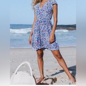 Cupshe Blue Floral Open Back Short Dress